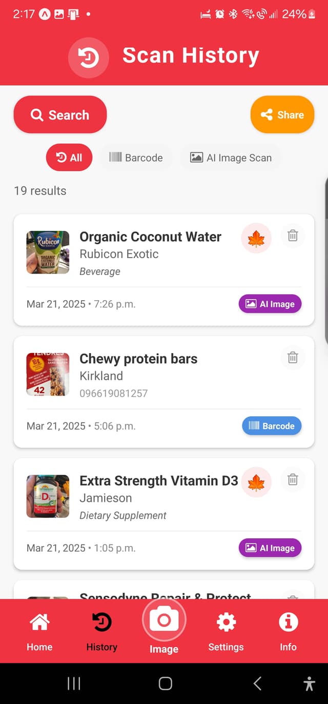 Scan History feature